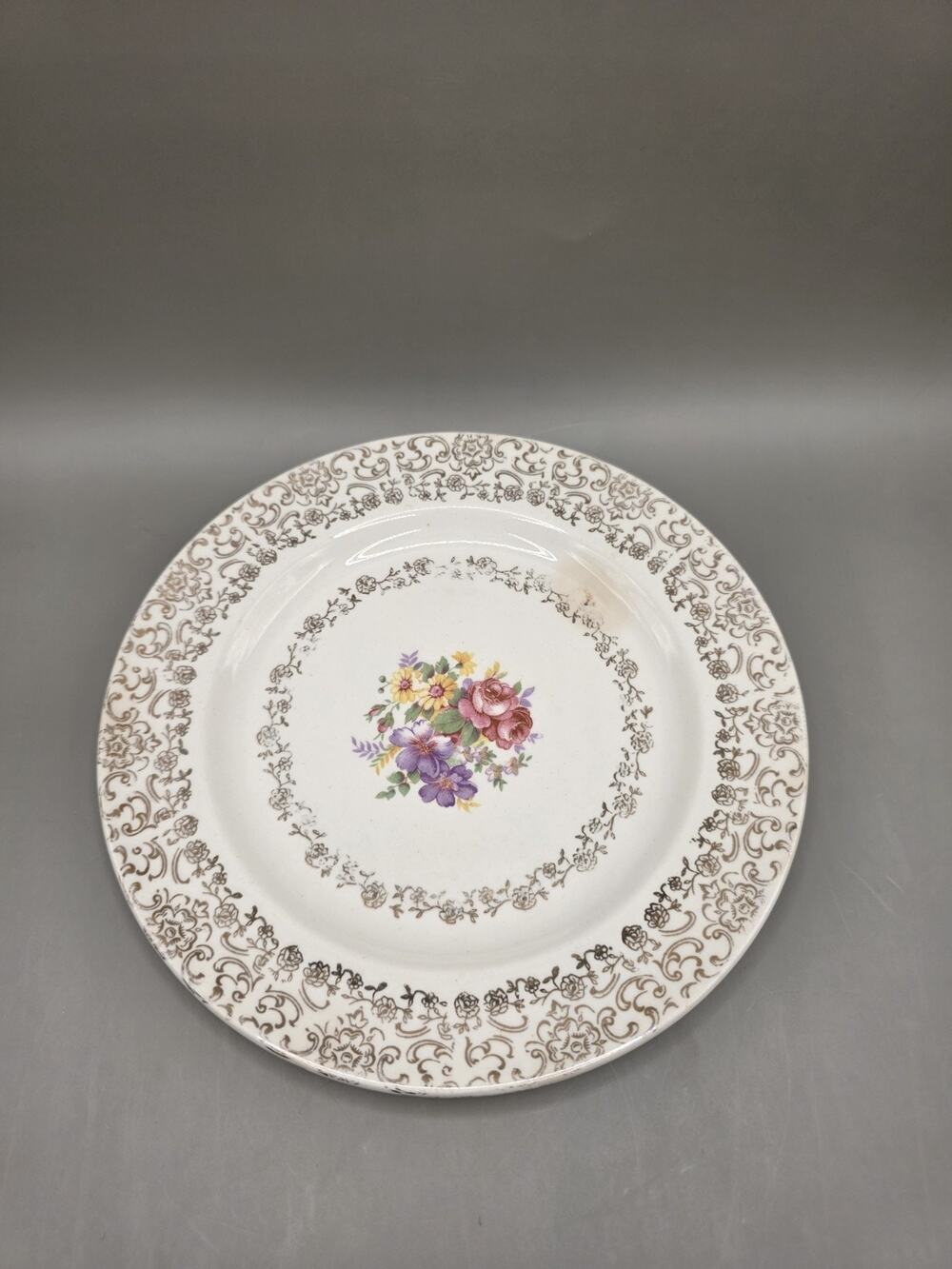 Vintage 1942 French Saxon China Gold Lace Plate...